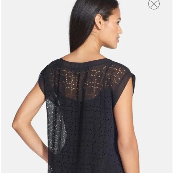 Eileen Fisher Cut-out V Neck Cap Sleeve Top PS - Picture 7 of 11